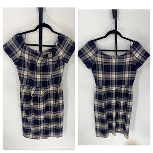 Kate Spade Navy Plaid Wool Sheath Dress Sz 8
